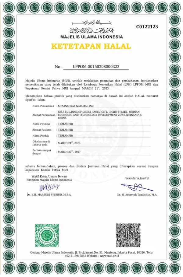 Halal Certificate – Majelis Ulama Indonesia