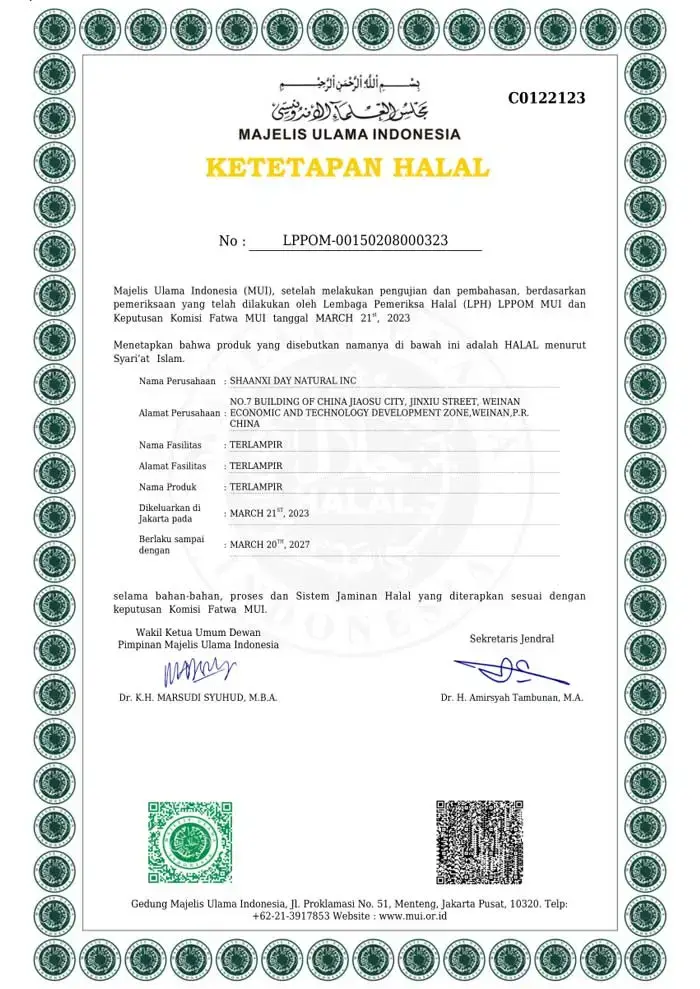 MUI Halal Certificate for Food Materials